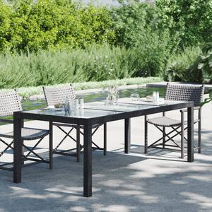 VidaXL Vrtni stol crni 190x90x75 cm od kaljenog stakla i poliratana