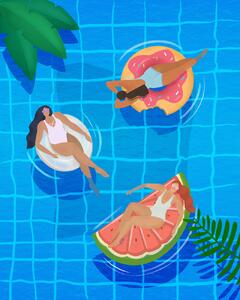 Ilustracija Pool Ladies, Petra Lizde, (30 x 40 cm)