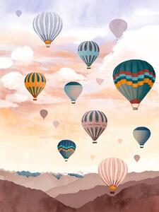 Ilustracija Airballoon Sky, Goed Blauw, (30 x 40 cm)