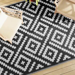 VidaXL Vanjski tepih bijelo-crni 190 x 290 cm PP