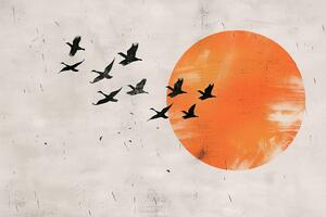 Slika japandi narančasti mjesec