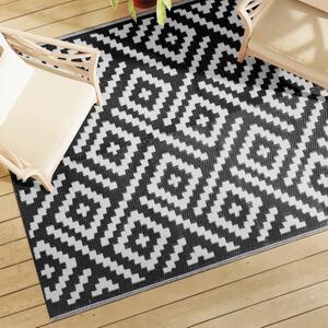 VidaXL Vanjski tepih bijelo-crni 160 x 230 cm PP