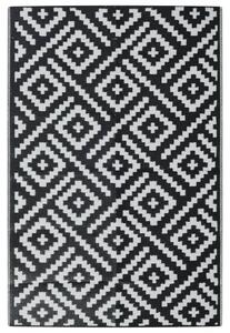 VidaXL Vanjski tepih bijelo-crni 120 x 180 cm PP