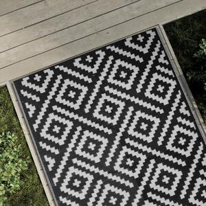 VidaXL Vanjski tepih bijelo-crni 120 x 180 cm PP