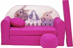 Dječja ružičasta sofa sa zečevima 98 x 170 cm