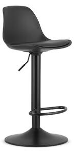 Crna barska stolica HOGA od eko kože sa crnom nogom