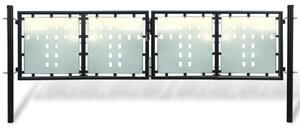VidaXL Crna jednostruka vrata za ogradu 300 x 125 cm