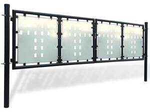 VidaXL Crna jednostruka vrata za ogradu 300 x 125 cm