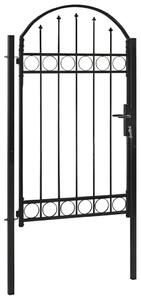 VidaXL Vrata za ogradu s lučnim vrhom čelična 100 x 175 cm crna