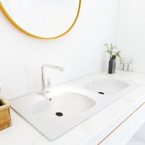 VidaXL Dvostruki ugradbeni umivaonik 1205 x 460 x 145 mm SMC bijeli
