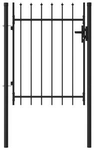 VidaXL Jednostruka vrata za ogradu sa šiljcima na vrhu 1 x 1,2 m crna