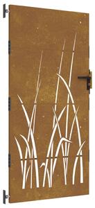 VidaXL Vrtna vrata 85 x 175 cm od čelika COR-TEN s uzorkom trave