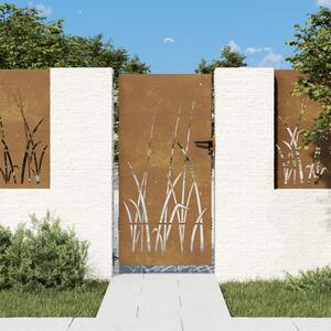 VidaXL Vrtna vrata 85 x 175 cm od čelika COR-TEN s uzorkom trave