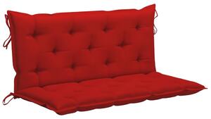 VidaXL Klupa za ljuljanje s crvenim jastukom 120 cm masivna tikovina