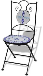VidaXL Sklopive bistro stolice 2 kom keramičke plavo-bijele
