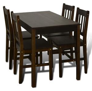 VidaXL Blagovaonski namještaj 1 smeđi drveni stol 4 stolice