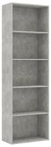 VidaXL Ormarić za knjige s 5 razina boja betona 60x30x189 cm drveni