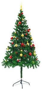 VidaXL Umjetno osvijetljeno božićno drvce s kuglicama zeleno 180 cm