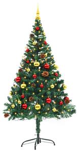 VidaXL Umjetno osvijetljeno božićno drvce s kuglicama zeleno 150 cm