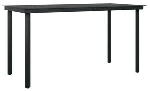 VidaXL Vrtni blagovaonski stol crni 140x70x74 cm od čelika i stakla