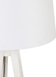 Moderna podna svjetiljka stativ bijeli s lanenom sjenilom bijeli 45 cm - Tripod Classic