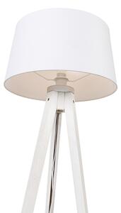Moderna podna svjetiljka stativ bijeli s lanenom sjenilom bijeli 45 cm - Tripod Classic