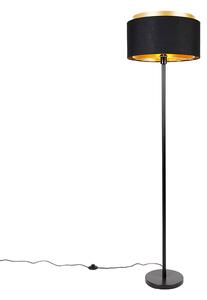 Moderna podna svjetiljka crna s nijansom crna sa zlatom - Simplo