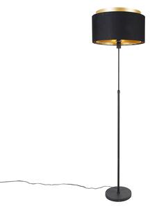Moderna podna svjetiljka crna sa zlatnom dvostrukom sjenkom - Parte