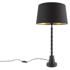 Art deco stolna svjetiljka crna s crnom pamučnom nijansom 35 cm - Pisos