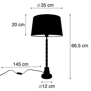 Art deco stolna lampa brončana s pamučnom nijansom crna 35 cm - Pisos