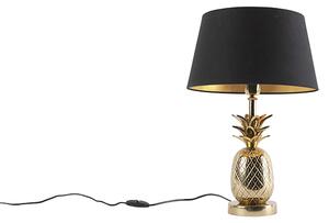 Art deco stolna svjetiljka zlatna s crnom hladom 50 cm - Tropska