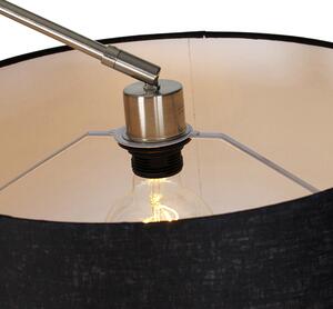 Moderna podna svjetiljka čelično platneno sjenilo crna 45 cm - Urednik
