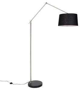 Moderna podna svjetiljka čelično platneno sjenilo crna 45 cm - Urednik