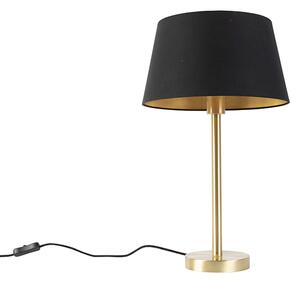 Klasična stolna svjetiljka mesing s crnom hladom 32 cm - Simplo
