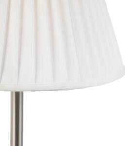 Klasična stolna svjetiljka čelik s nabranim hladom bijela 35 cm - Simplo