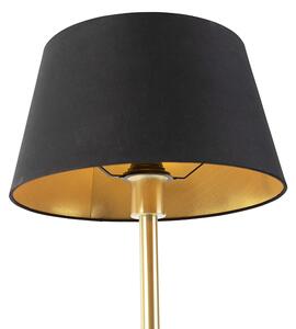 Klasična stolna svjetiljka mesing s crnom hladom 32 cm - Simplo