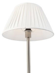 Klasična stolna svjetiljka čelik s nabranim hladom bijela 35 cm - Simplo