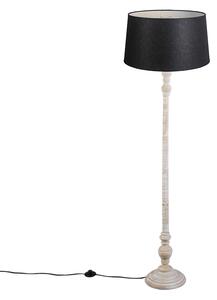 Seoska podna svjetiljka bež s crnom lanenom sjenom - Classico
