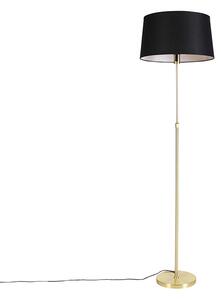Podna svjetiljka zlatna / mesing s crnim lanenim hladom 45 cm - Parte