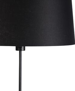 Podna svjetiljka crna s crnom lanenom sjenilom podesiva 45 cm - Parte