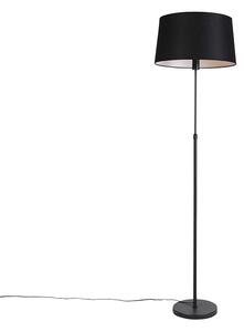 Podna svjetiljka crna s crnom lanenom sjenilom podesiva 45 cm - Parte