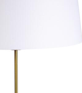 Podna svjetiljka brončana s lanenom sjenilom bijela podesiva 45 cm - Parte