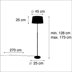 Podna svjetiljka crna s tamno sivim platnenim hladom 45 cm - Parte