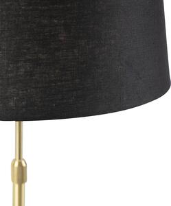 Stolna svjetiljka zlatna / mesing s crnim platnenim hladom 35 cm - Parte