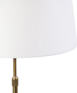 Brončana stolna svjetiljka s lanenom sjenilom bijela 35cm - Parte