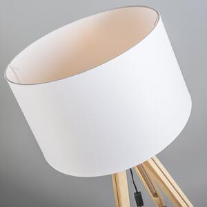 Podna svjetiljka prirodna s bijelom lanenom sjenilom 45 cm - Tronožac