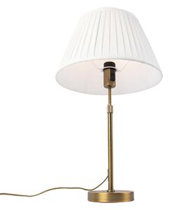 Brončana stolna svjetiljka s nabranim hladom bijela 35cm - Parte