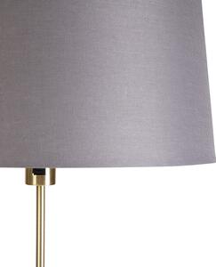 Podna svjetiljka zlatna / mesing s lanenom nijansom siva 45 cm - Parte
