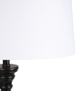 Podna svjetiljka crna s lanenom sjenilom bijela 45cm - Classico