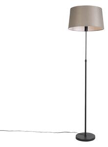 Podna svjetiljka crna s platnenim sjenilom boje taupe 45 cm podesiva - Parte
